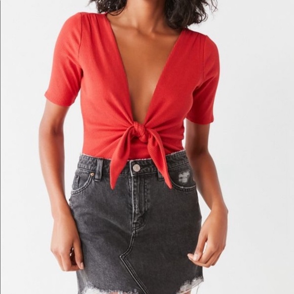 Plunging Rusty Red Bodysuit - Picture 1 of 2